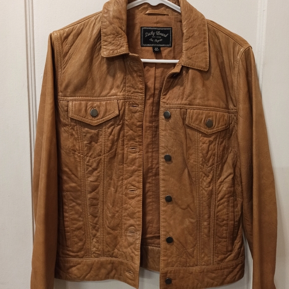 LUCKY BRAND women's Leather Trucker Jacket. SZ XS - Picture 2 of 16
